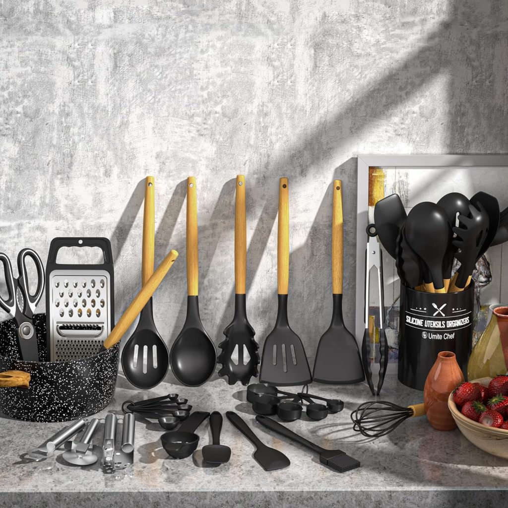 Kitchen Utensils Set - 34PCS Silicone Cooking Utensils with Holder ...