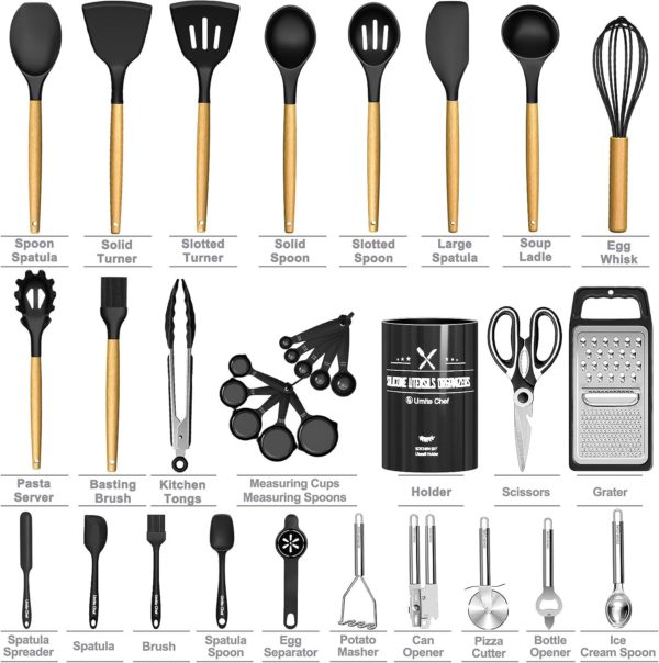 Kitchen Utensils Set - 34PCS Silicone Cooking Utensils with Holder
